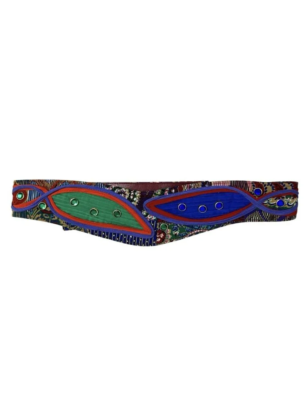 Vtg Howard Wolf Avant Garde Wide Waist Belt Artwear Jeweled Adjustable Small